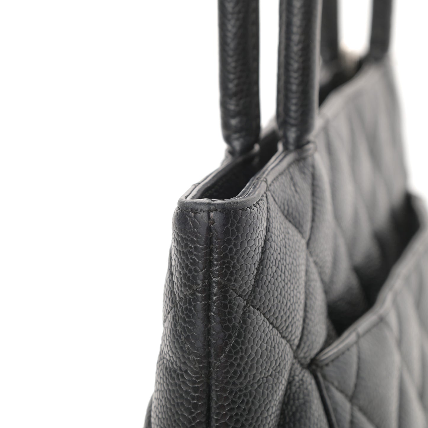 Caviar Quilted Medallion Tote Black