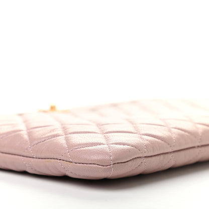 Chanel Lambskin Quilted Large Vintage Mademoiselle Cosmetic Case Pink 7 of 9