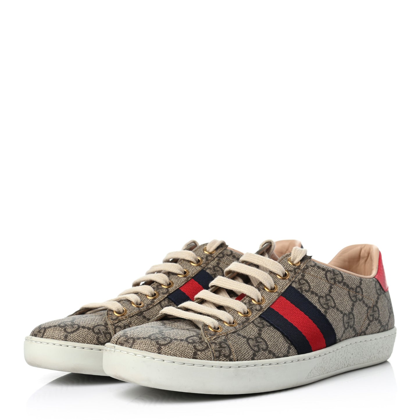 GG Supreme Monogram Womens Ace Low-Top Sneaker 36 Beige
