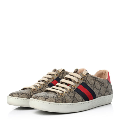 Gucci GG Supreme Monogram Womens Ace Low-Top Sneaker 36 Beige 3 of 7