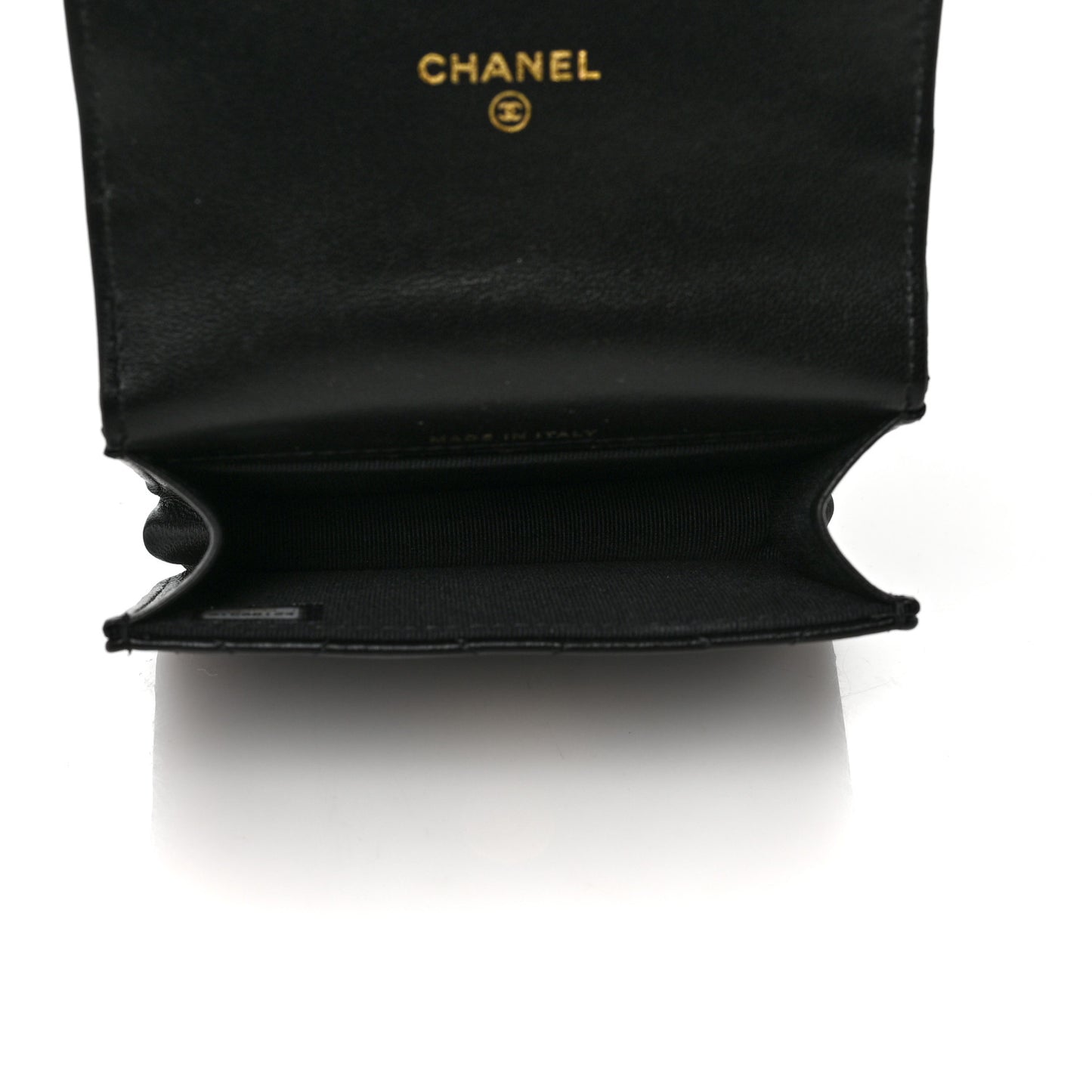 Lambskin Quilted CC Hook Card Holder Black