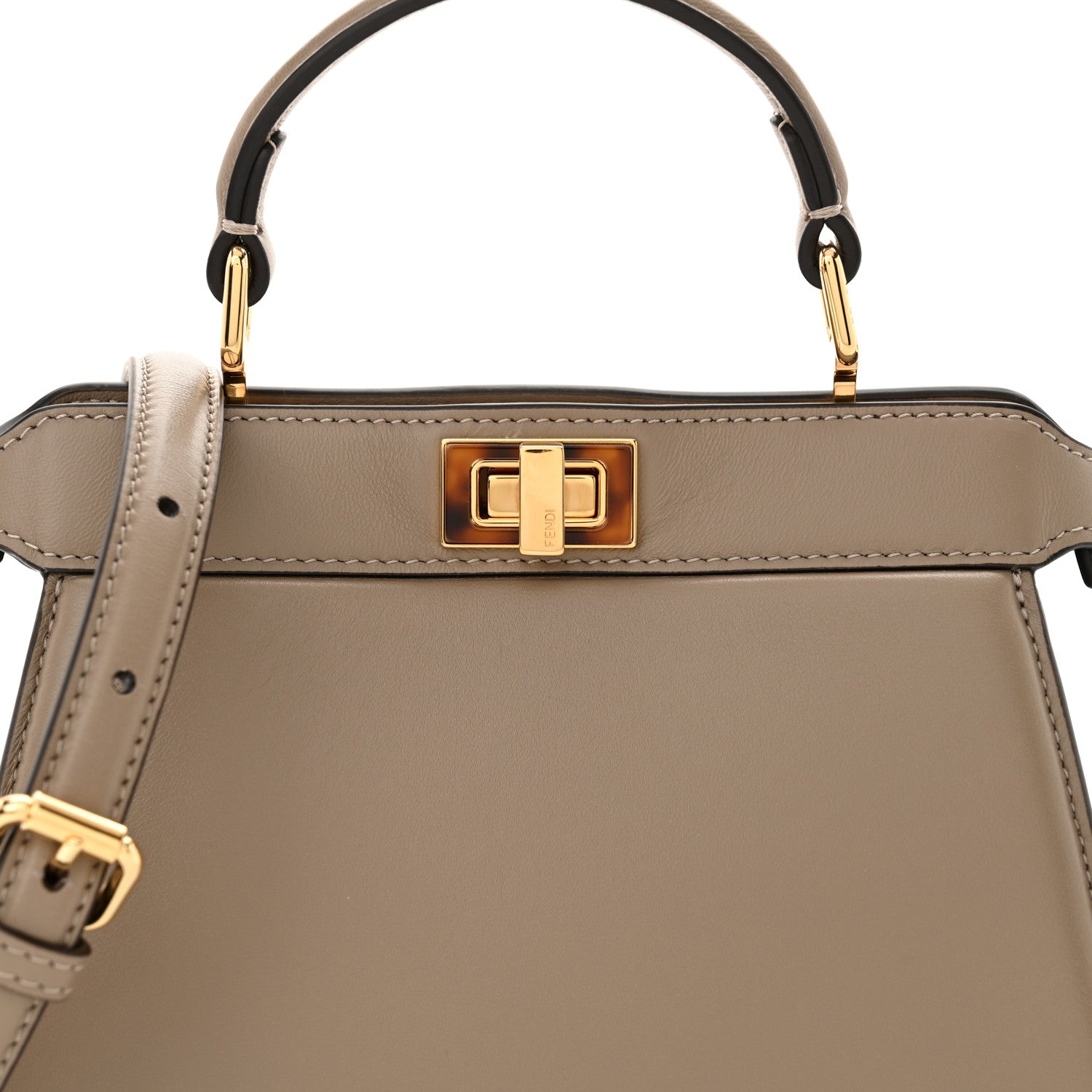 Fendi Shiny Nappa Plexiglass Petite Peekaboo I SEE U Satchel Tortora 9 of 11