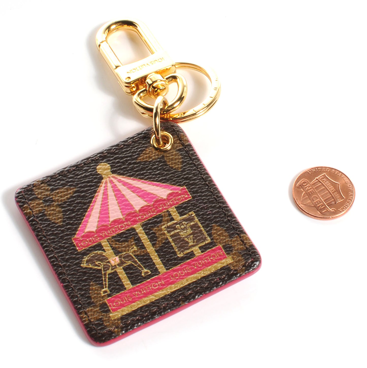 Monogram Illustre Carousel Bag Charm Key Ring Pink