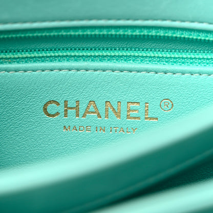 Chanel Lambskin Chevron Quilted Small Trendy CC Dual Handle Flap Bag Light Green 6 of 17