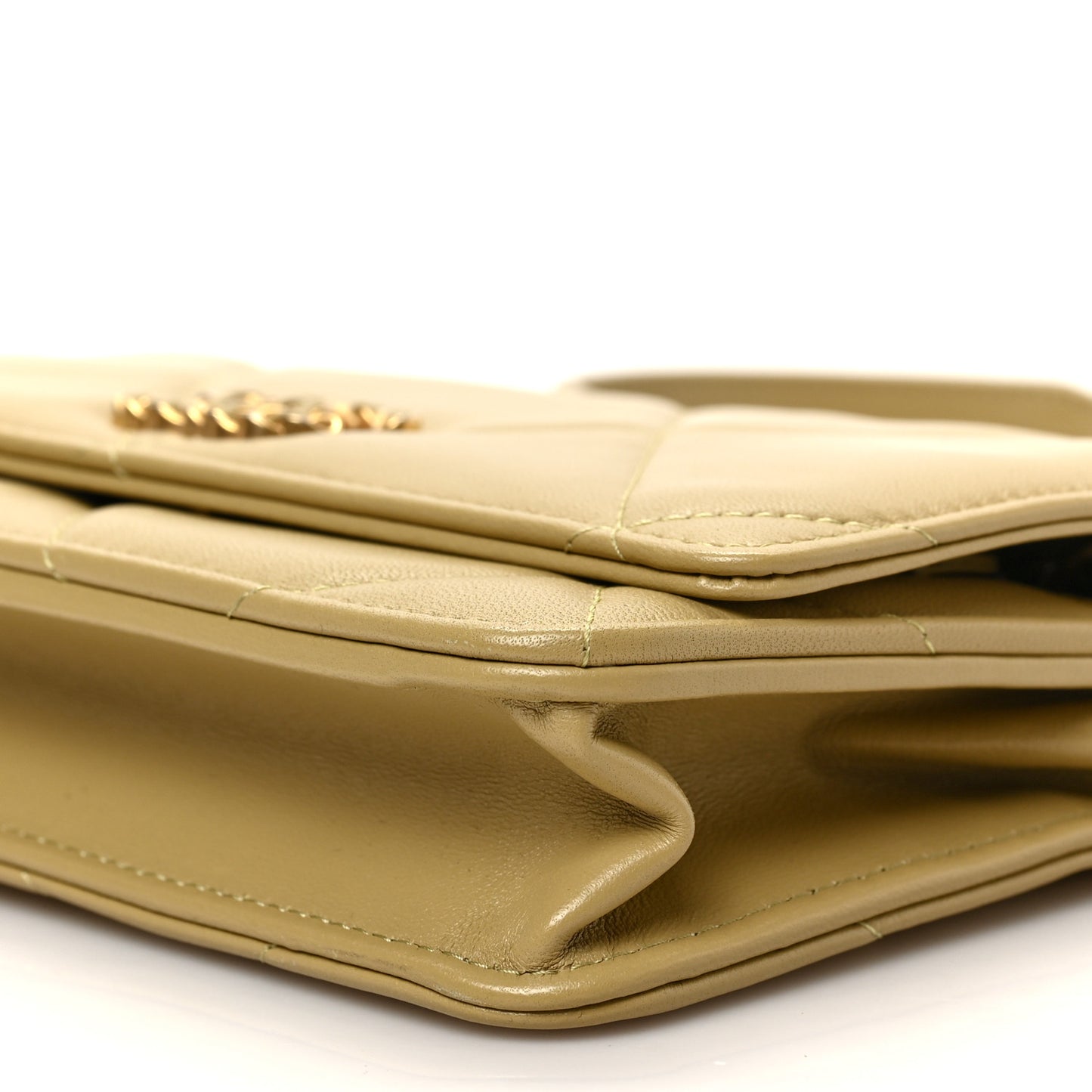 Lambskin Quilted Chanel 19 Wallet On Chain WOC Light Green