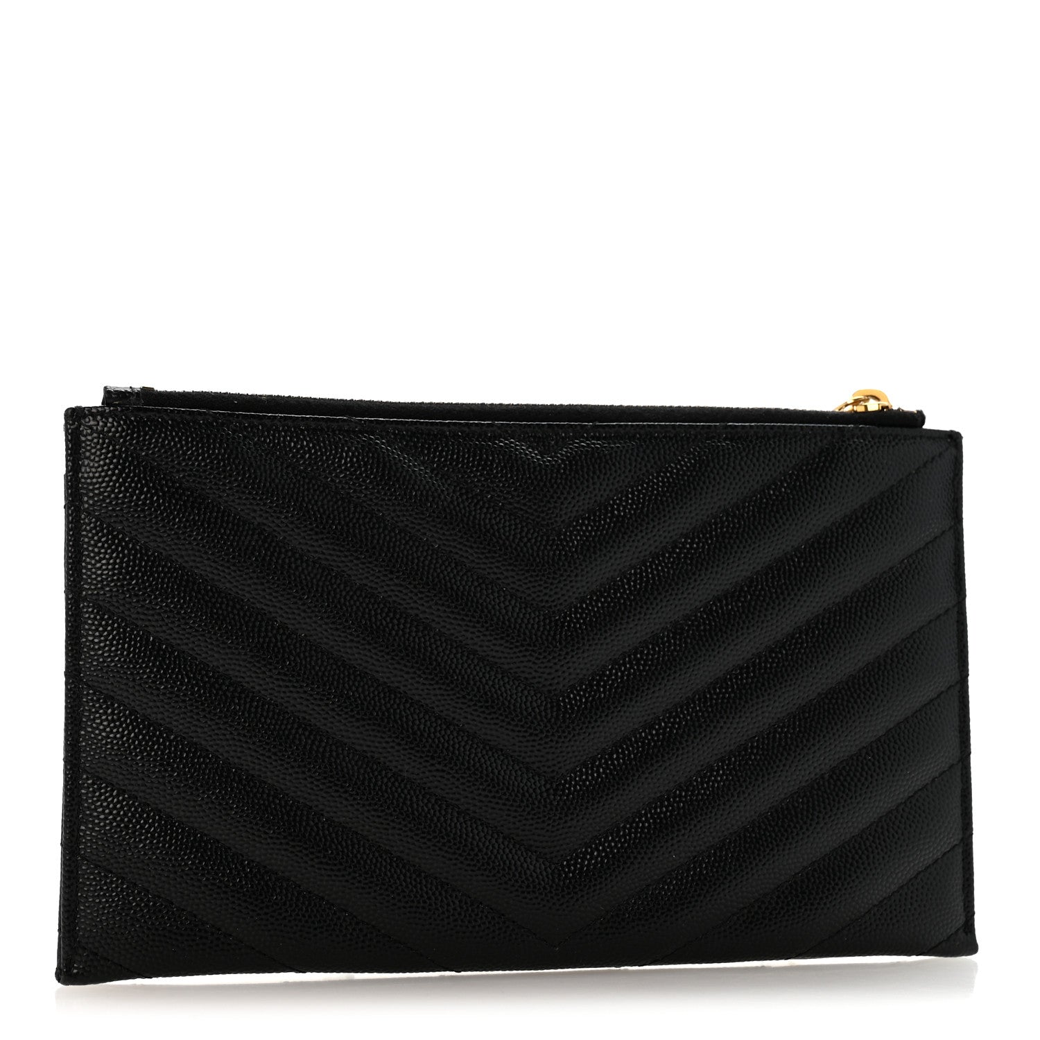 Saint Laurent Grain De Poudre Chevron Monogram Bill Pouch Black Black 3 of 9