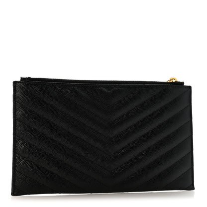 Saint Laurent Grain De Poudre Chevron Monogram Bill Pouch Black Black 3 of 9