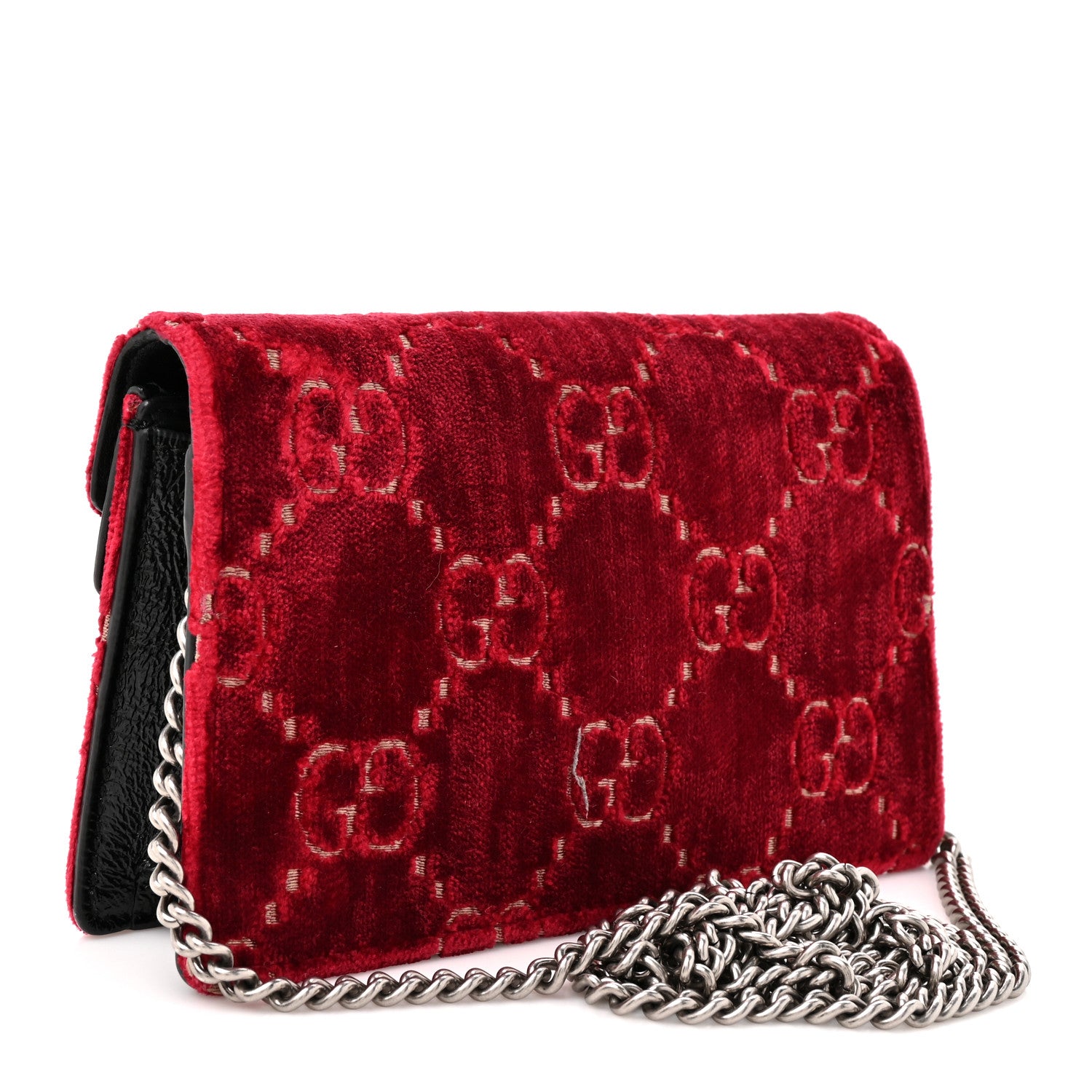 Gucci Velvet GG Monogram Super Mini Dionysus Shoulder Bag Red Cipria Black 2 of 8