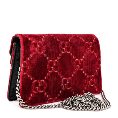 Gucci Velvet GG Monogram Super Mini Dionysus Shoulder Bag Red Cipria Black 2 of 8