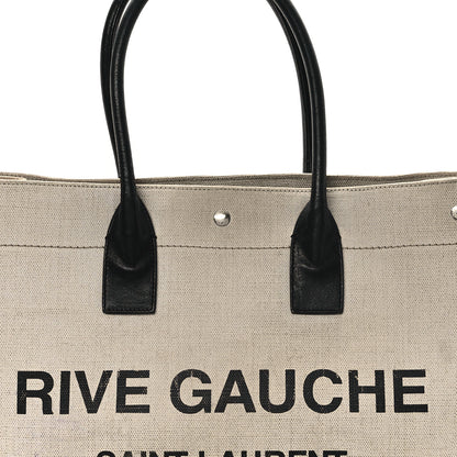Saint Laurent Linen Calfskin Rive Gauche Tote Optic White 8 of 12
