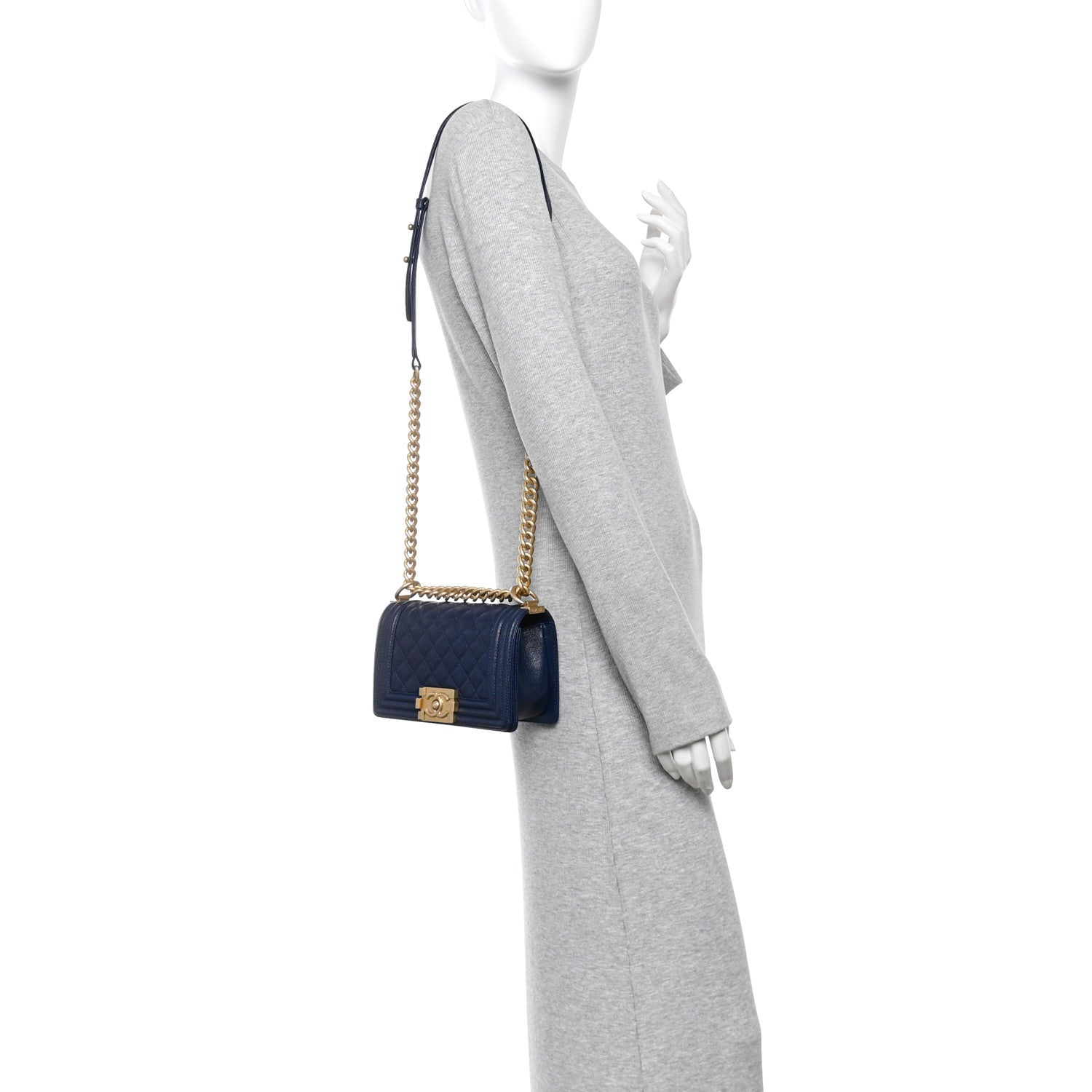 Chanel Caviar Quilted Small Boy Flap Navy 2 of 10