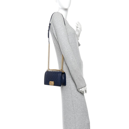 Chanel Caviar Quilted Small Boy Flap Navy 2 of 10