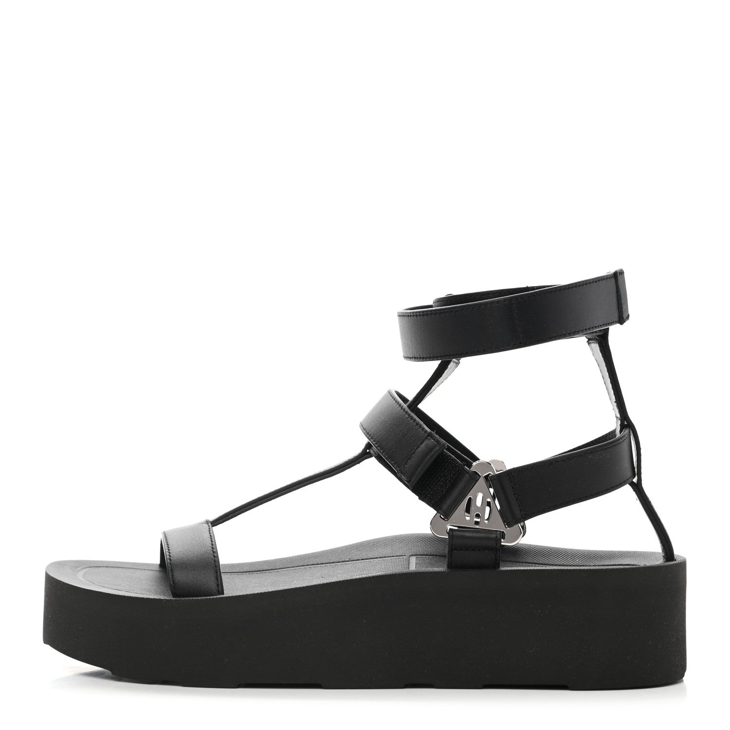Hermes Calfskin Womens Enid Sandals 38 Black 1 of 10