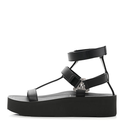 Hermes Calfskin Womens Enid Sandals 38 Black 1 of 10