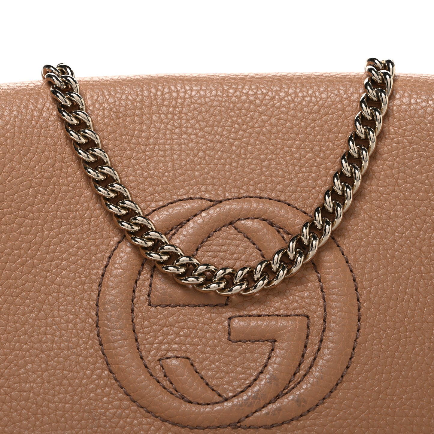 Pebbled Calfskin Medium Soho Flap Crossbody Camelia