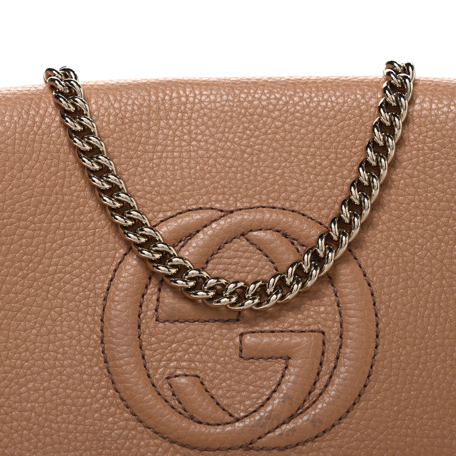 Gucci Pebbled Calfskin Medium Soho Flap Crossbody Camelia 8 of 13