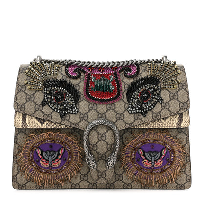 Gucci GG Supreme Monogram Snakeskin Crystal Embroidered Medium Dionysus Shoulder Bag 1 of 16
