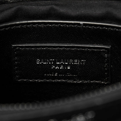 Saint Laurent Sheepskin Matelasse Chevron Monogram Medium College Bag Black 9 of 10