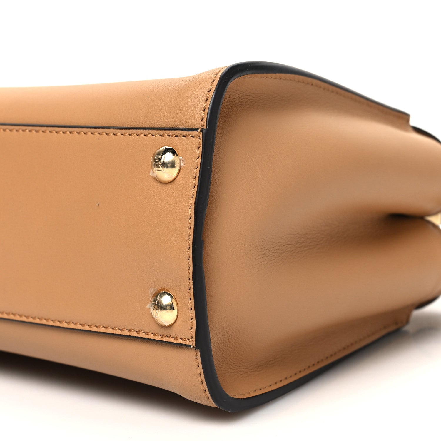 Fendi Vitello Seta Canvas FF Embroidered Mini Peekaboo Iconic Satchel Miele Scuro Poudre 10 of 10