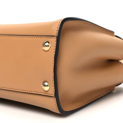 Fendi Vitello Seta Canvas FF Embroidered Mini Peekaboo Iconic Satchel Miele Scuro Poudre 10 of 10