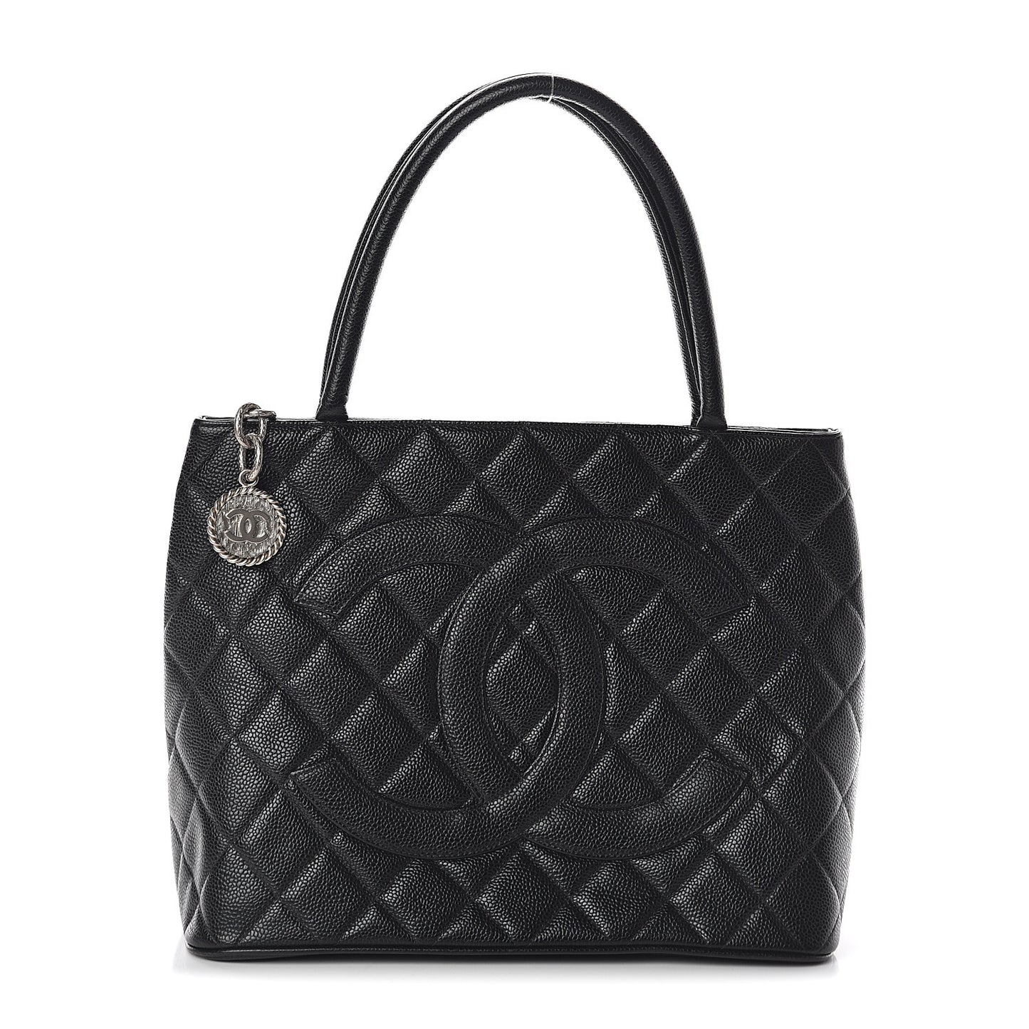 Caviar Quilted Medallion Tote Black