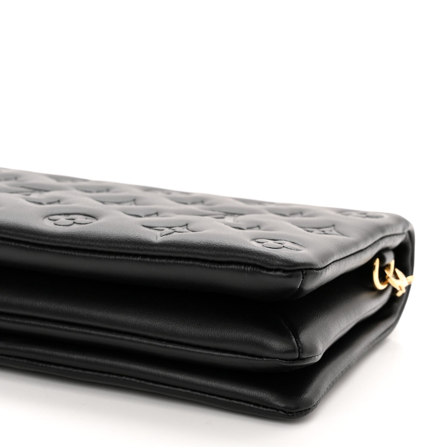 Louis Vuitton Lambskin Embossed Monogram Pochette Coussin Black 9 of 11