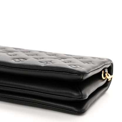 Louis Vuitton Lambskin Embossed Monogram Pochette Coussin Black 9 of 11