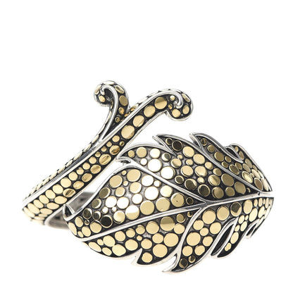 John Hardy Sterling Silver 18K Yellow Gold Ayu Dot Leaf Cuff Bracelet 1 of 6