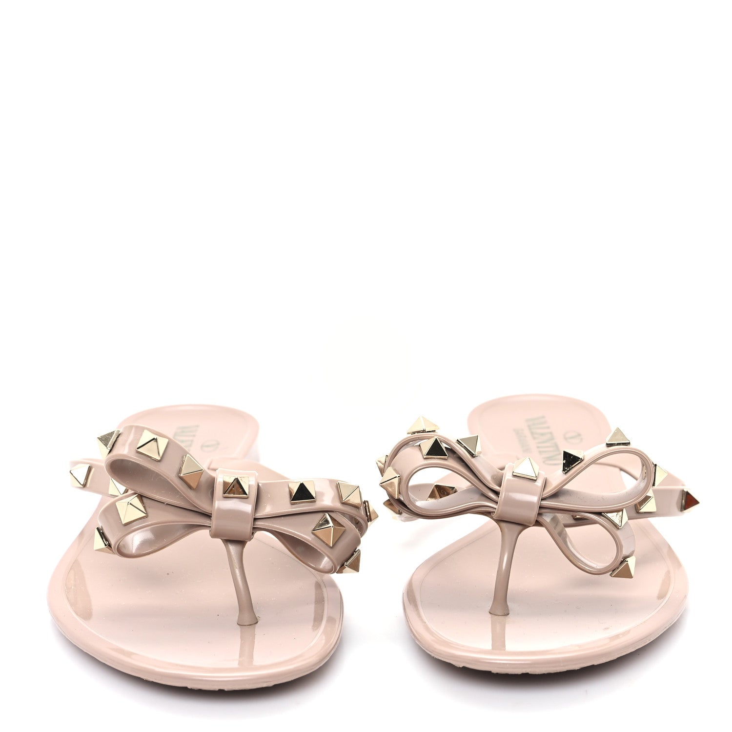 Valentino Garavani PVC Jelly Rockstud Bow Thong Sandals 37 Poudre 3 of 9