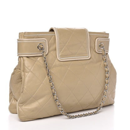 Chanel Lambskin Quilted Mademoiselle Accordion Tote Beige 3 of 13