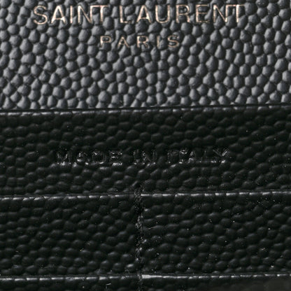 Saint Laurent Grain De Poudre Matelasse Chevron Monogram Chain Wallet Black 6 of 6