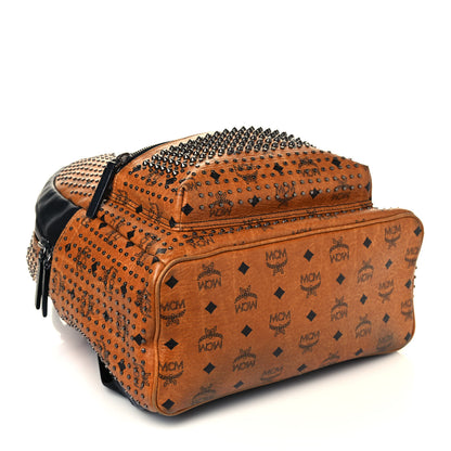 MCM Visetos Studded Medium Dual Stark Backpack Cognac Black 3 of 16