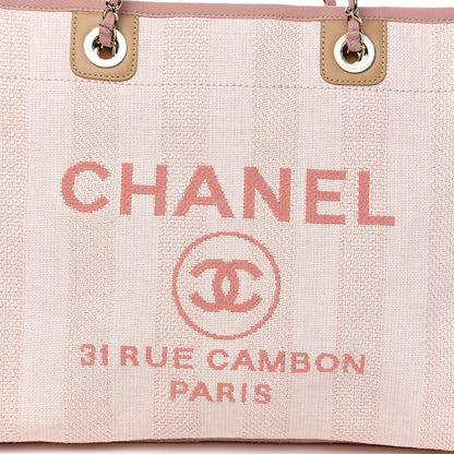 Chanel Mixed Fibers Striped Small Deauville Tote Light Pink 7 of 9