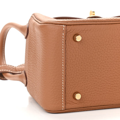 Hermes Taurillon Clemence Mini Lindy 20 Gold 9 of 11