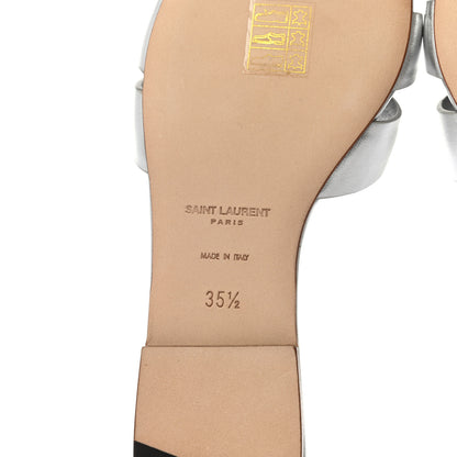 Saint Laurent Calfskin Tribute 05 Slide Sandals 35.5 Argent 6 of 8