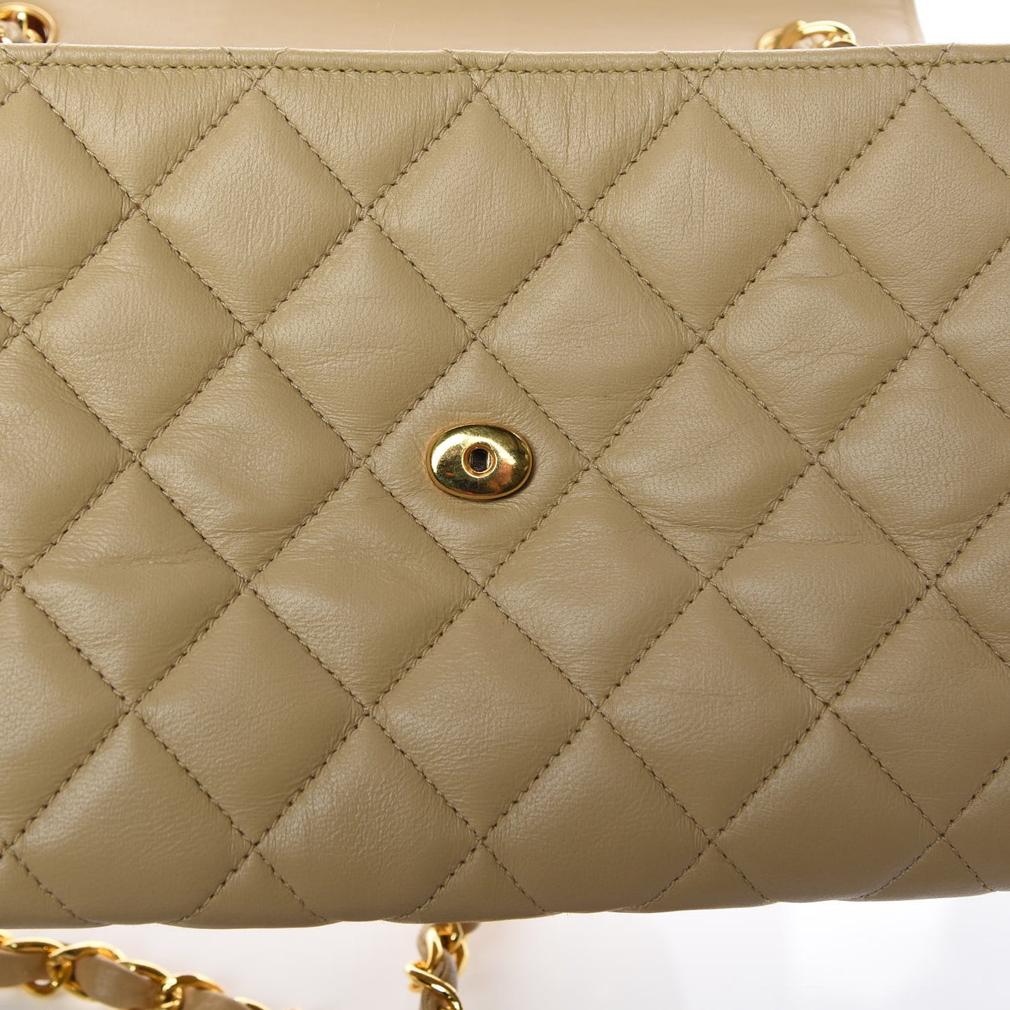 Lambskin Quilted Envelope Flap Beige