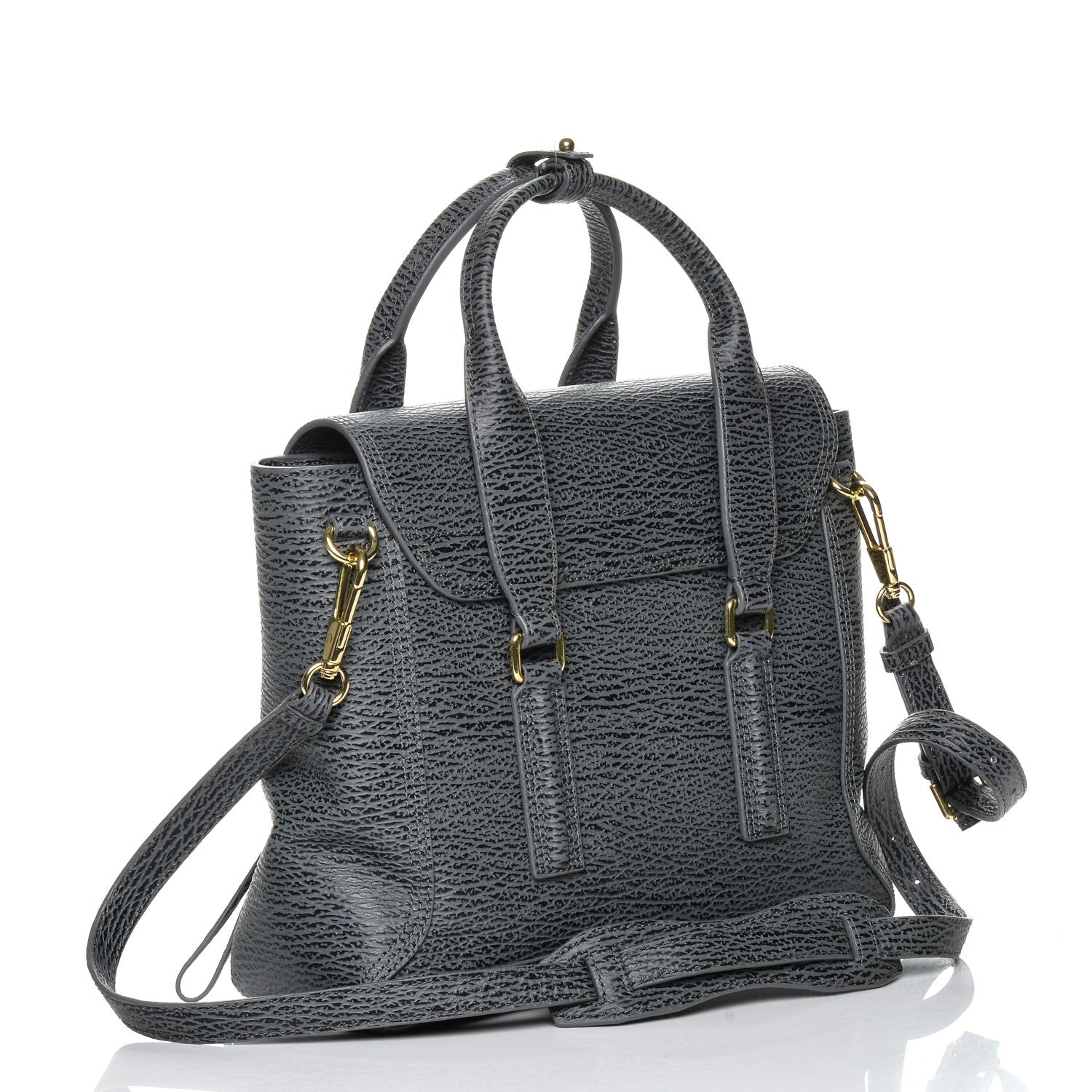 3.1 Phillip Lim 3.1 Textured Calfskin Medium Pashli Satchel Ash Charcoal 3 of 7