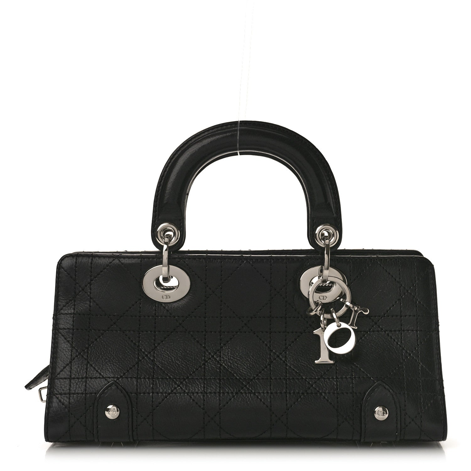 Christian Dior CHRISTIAN DIOR Calfskin Cannage Stitched Small East West Lady Dior Black 1 of 10