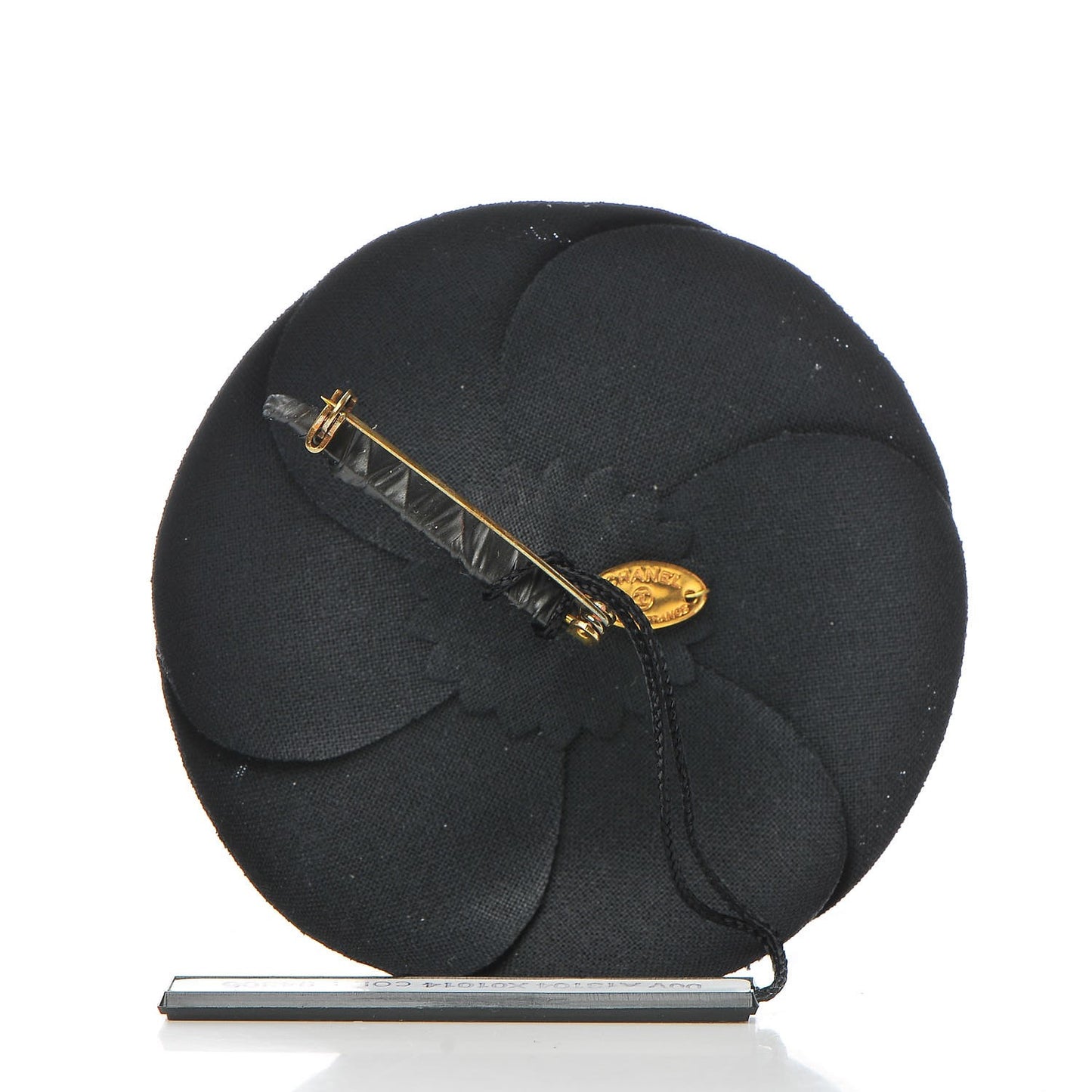 Silk Taffeta Camellia Brooch Pin Black