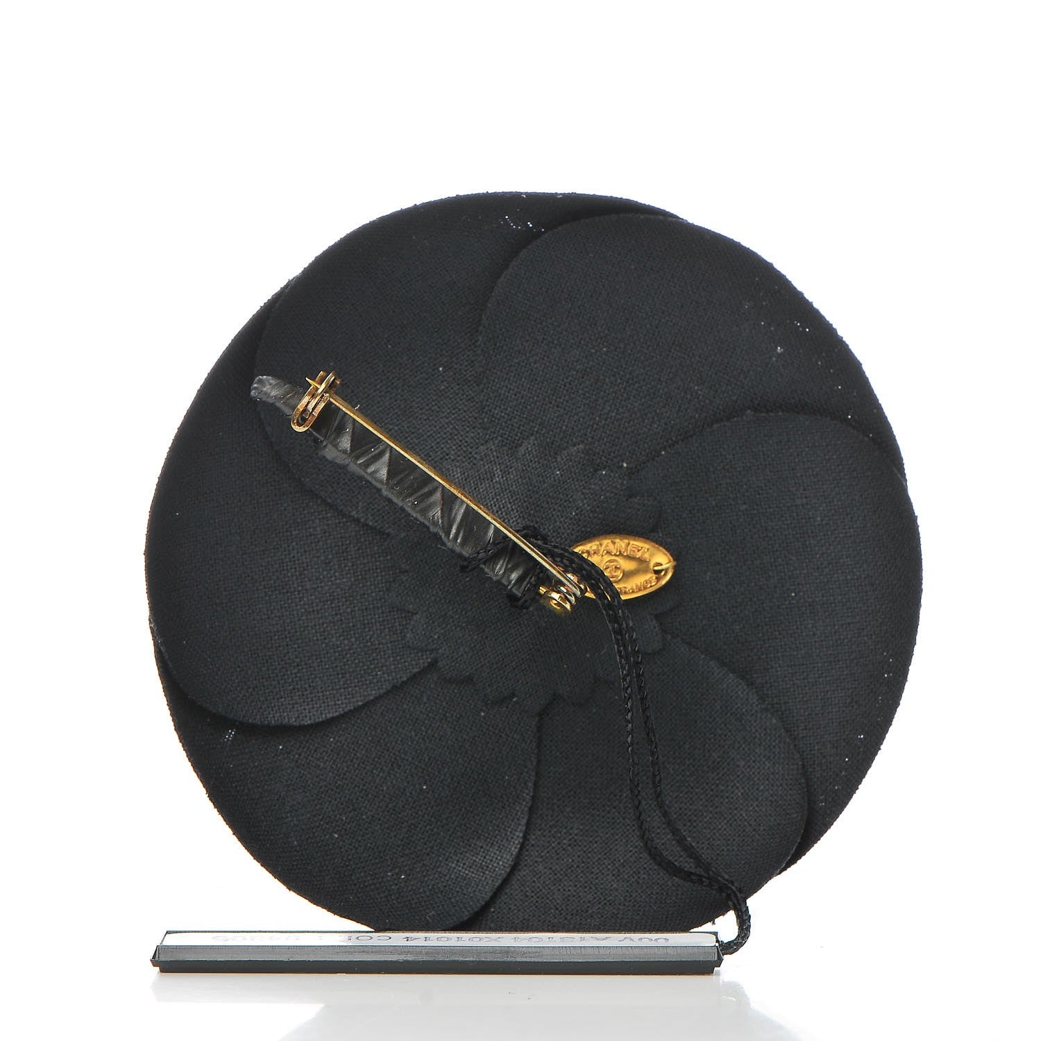 Chanel Silk Taffeta Camellia Brooch Pin Black 3 of 5