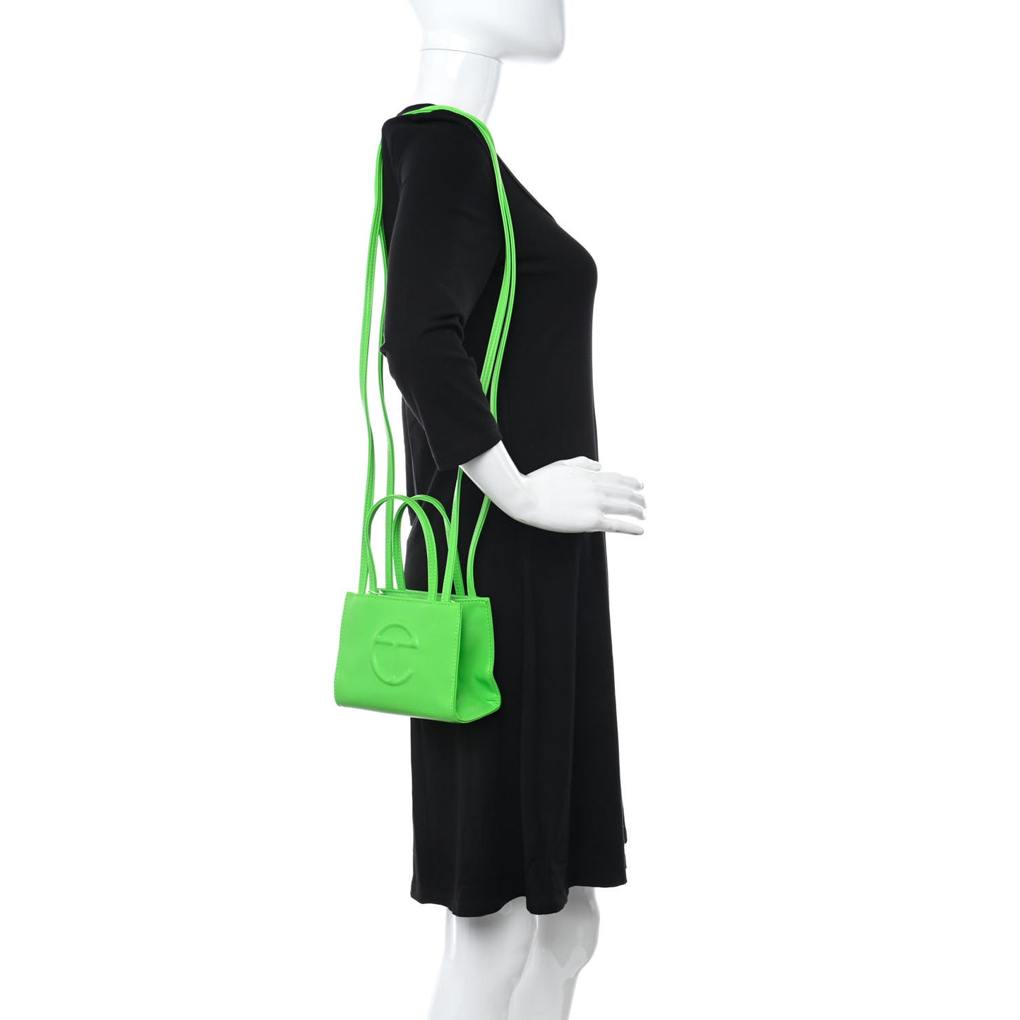 Vegan Leather Small Shopping Bag Highlighter Green