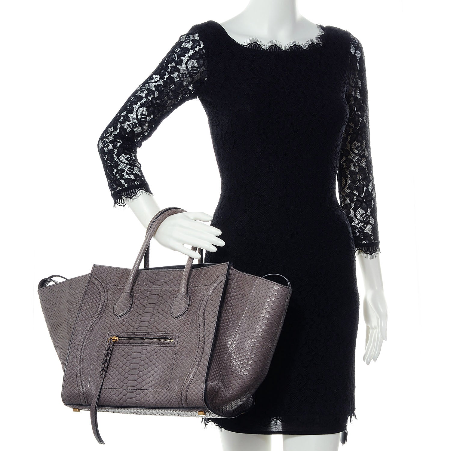 Celine Python Medium Phantom Luggage Grey 2 of 7