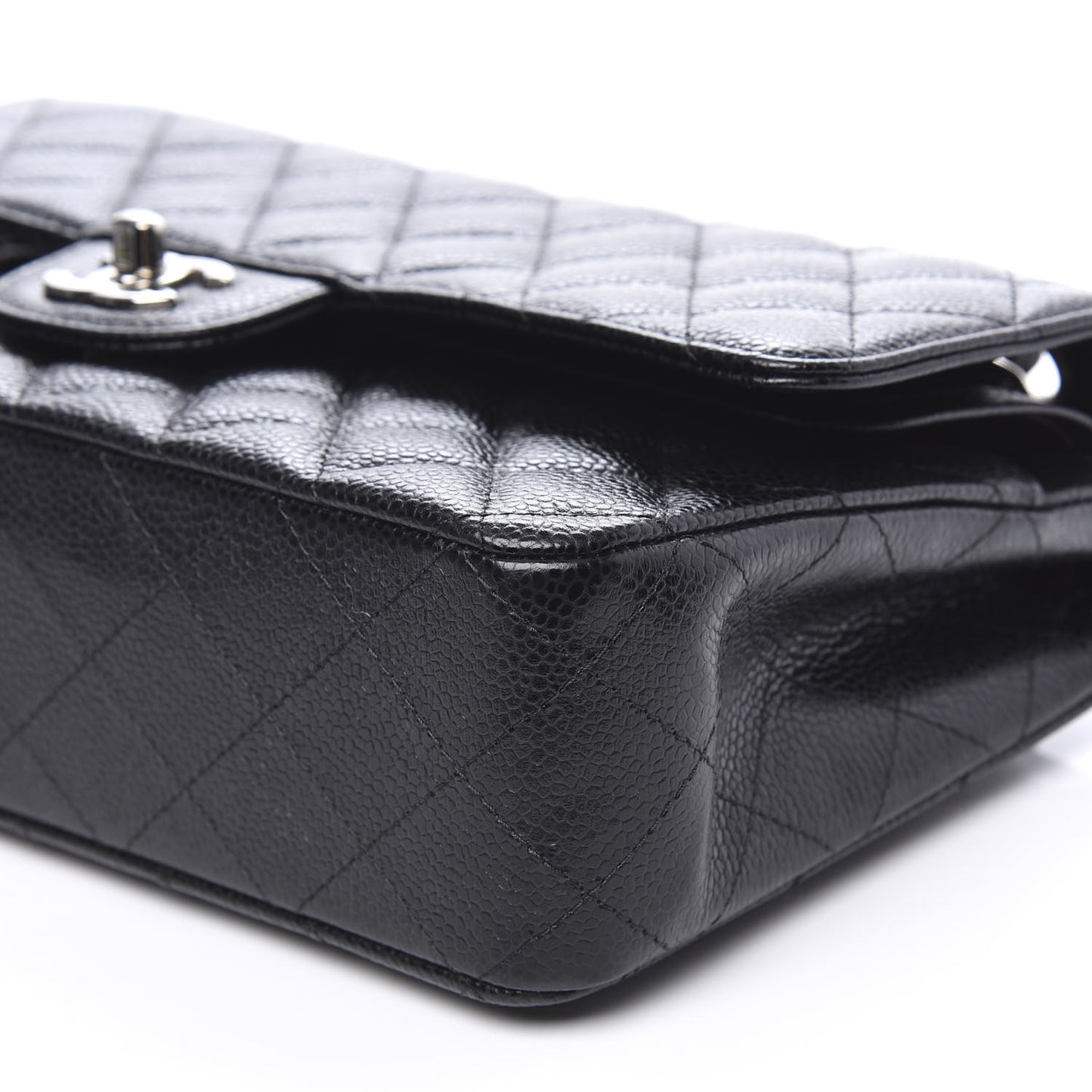 Caviar Quilted Medium Double Flap Black