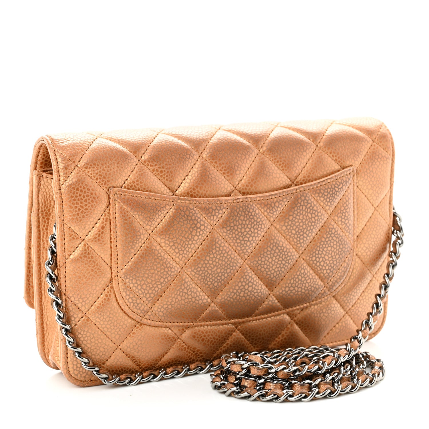 Chanel Metallic Caviar Quilted Wallet On Chain WOC Copper 3 of 12
