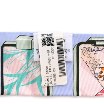 Hermes Silk Story Twilly Blue Pale Rose Vert 4 of 4