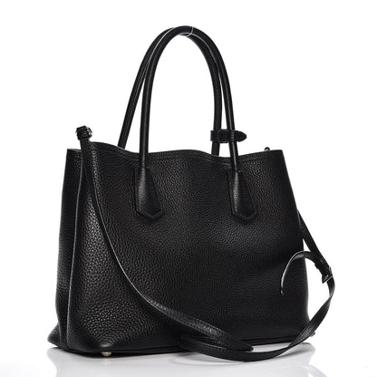 Prada Vitello Daino Small Double Tote Black Cuoio 4 of 9