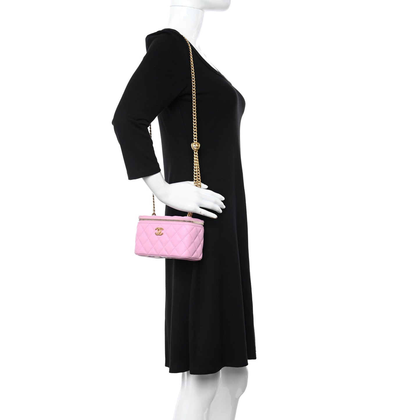 Caviar Quilted Sweetheart Vanity Case Pink
