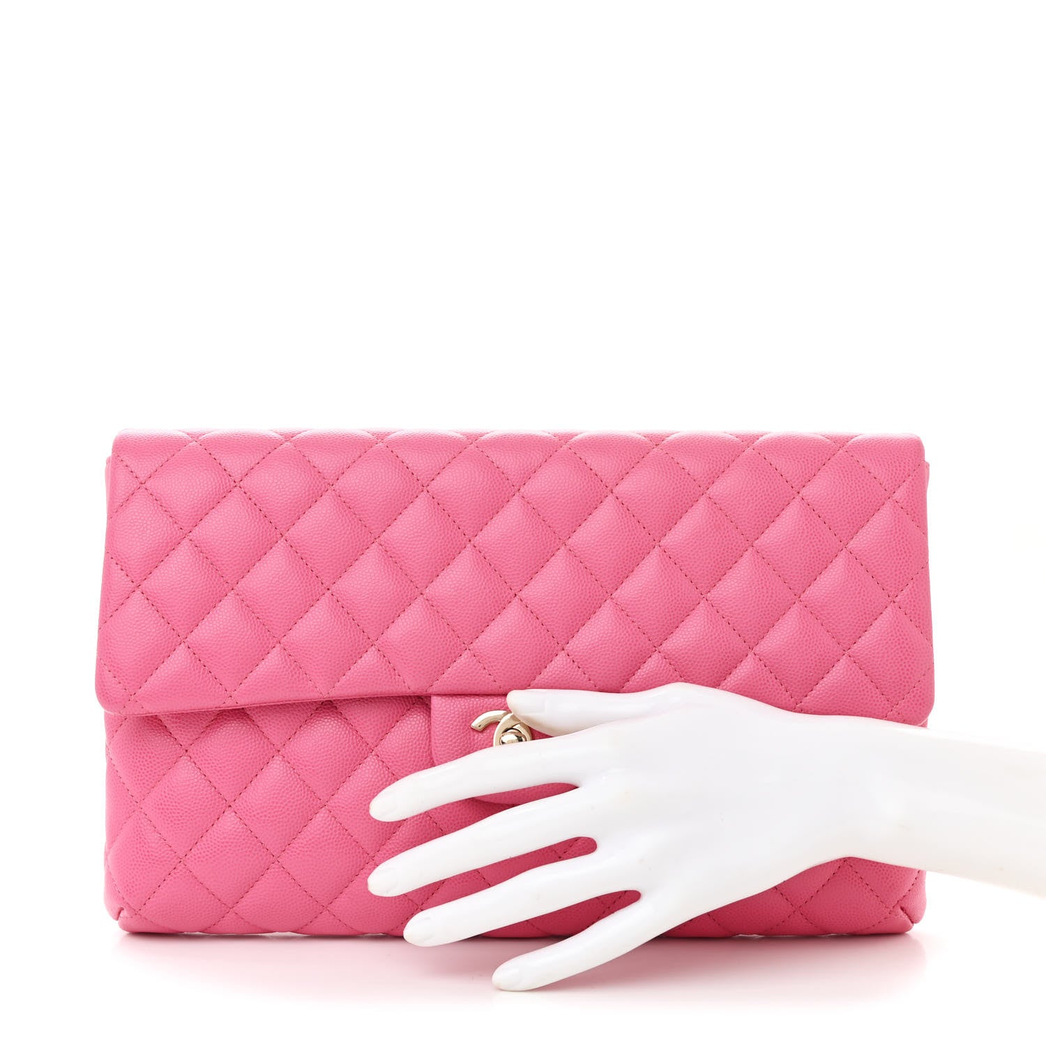 Chanel Caviar Quilted Flap Clutch Pink 2 of 12