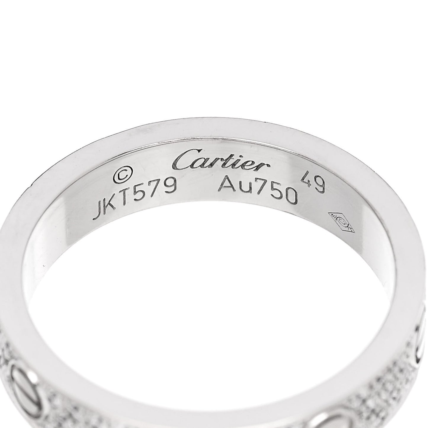 18K White Gold Diamond 4mm LOVE Wedding Paved Band Ring 49 5