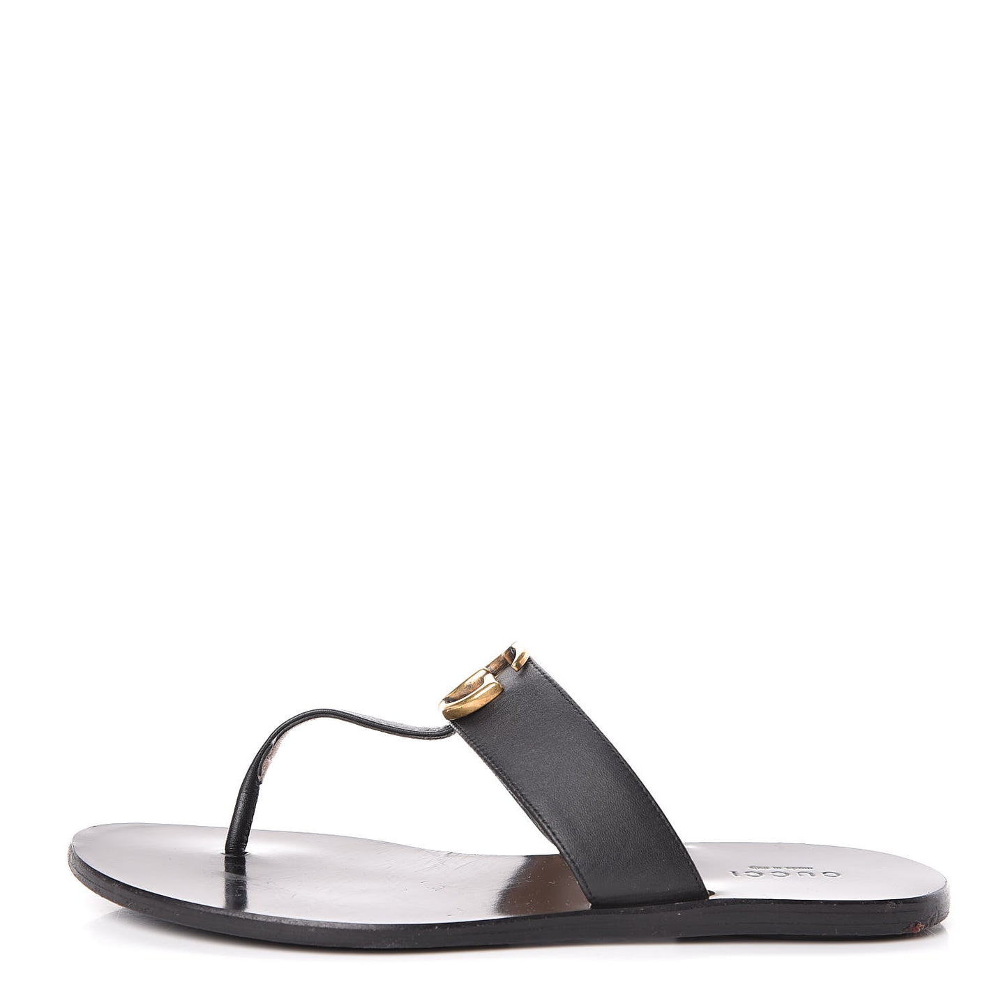 Calfskin GG Marmont Thong Sandals 36.5 Black